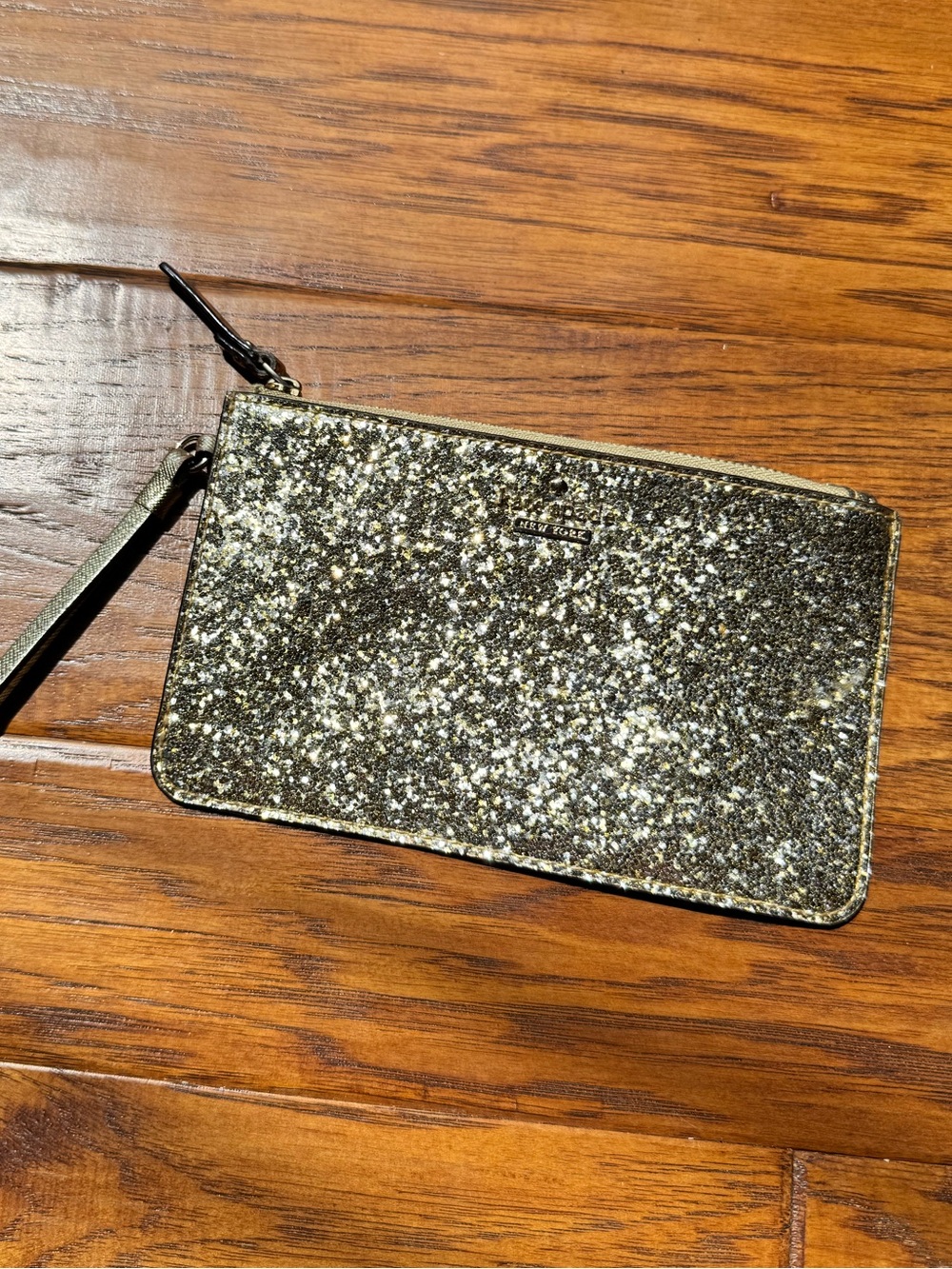 kate spade Gold Glitter Wristlet Clutch